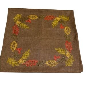Brown and Red Leaf Embroidered Accent Pillow Cover